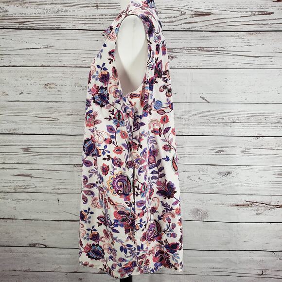 I.B. Diffusion Floral Paisley Cotton Sleeveless Side Pockets Dress Size 2X - Picture 3 of 15